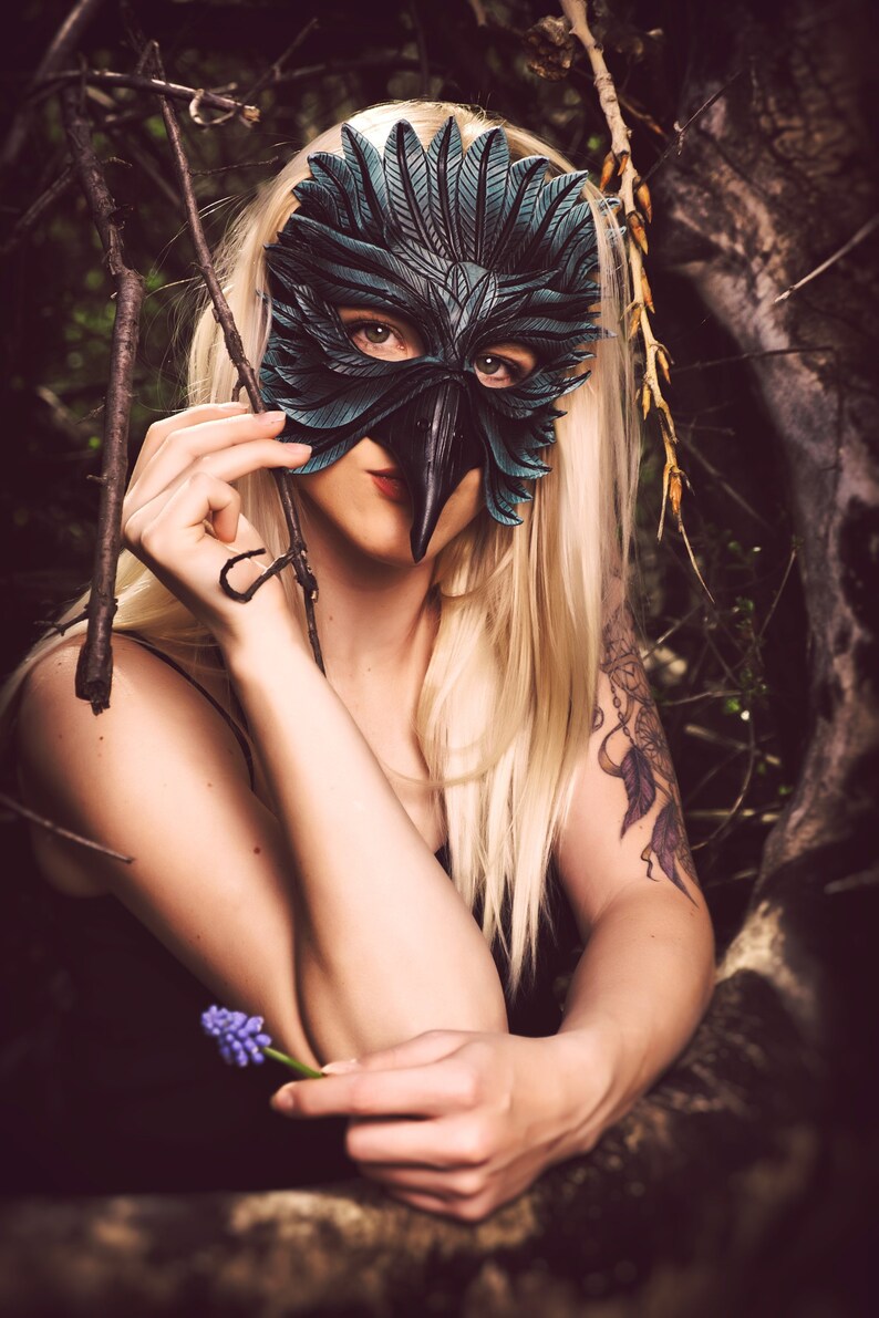 Blue Raven Handmade Genuine Leather Mask in Dark Blue Blue Raven Handmade Genuine Leather Mask in Dark Blue