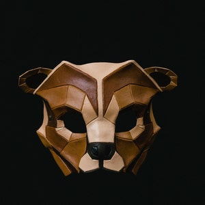 Geometric Grizzly Bear Leather Mask