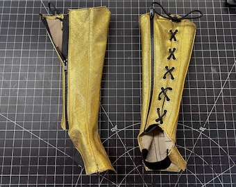 Leather Trapeze Boots: Lace-Up Aerial Acrobatics Gaiters