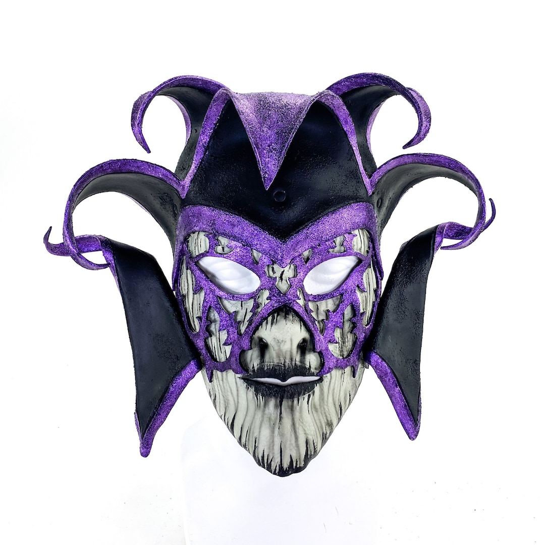 Handmade Leather Jester Mask: Venetian Purple & Black Wall Art - Etsy