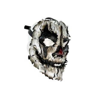 Genuine Leather Mask - Shattered Clown - Thick Straps w Velcro Included - Handmade Face Cover for Halloween, Performance or Cosplay Costume