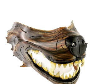 Mad Dog Handcrafted Genuine Leather Wolf Mask