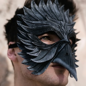 Black Raven Handmade Genuine Leather Mask