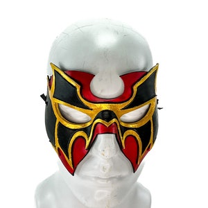 Super Hero Wrestling Mask Handmade Genuine Leather Mask in Red and Gold