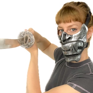 Silver Samurai Handmade Genuine Leather Riding Mask