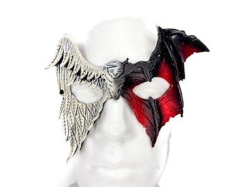 Handmade Leather Angel Devil Mask: Masquerade Cosplay