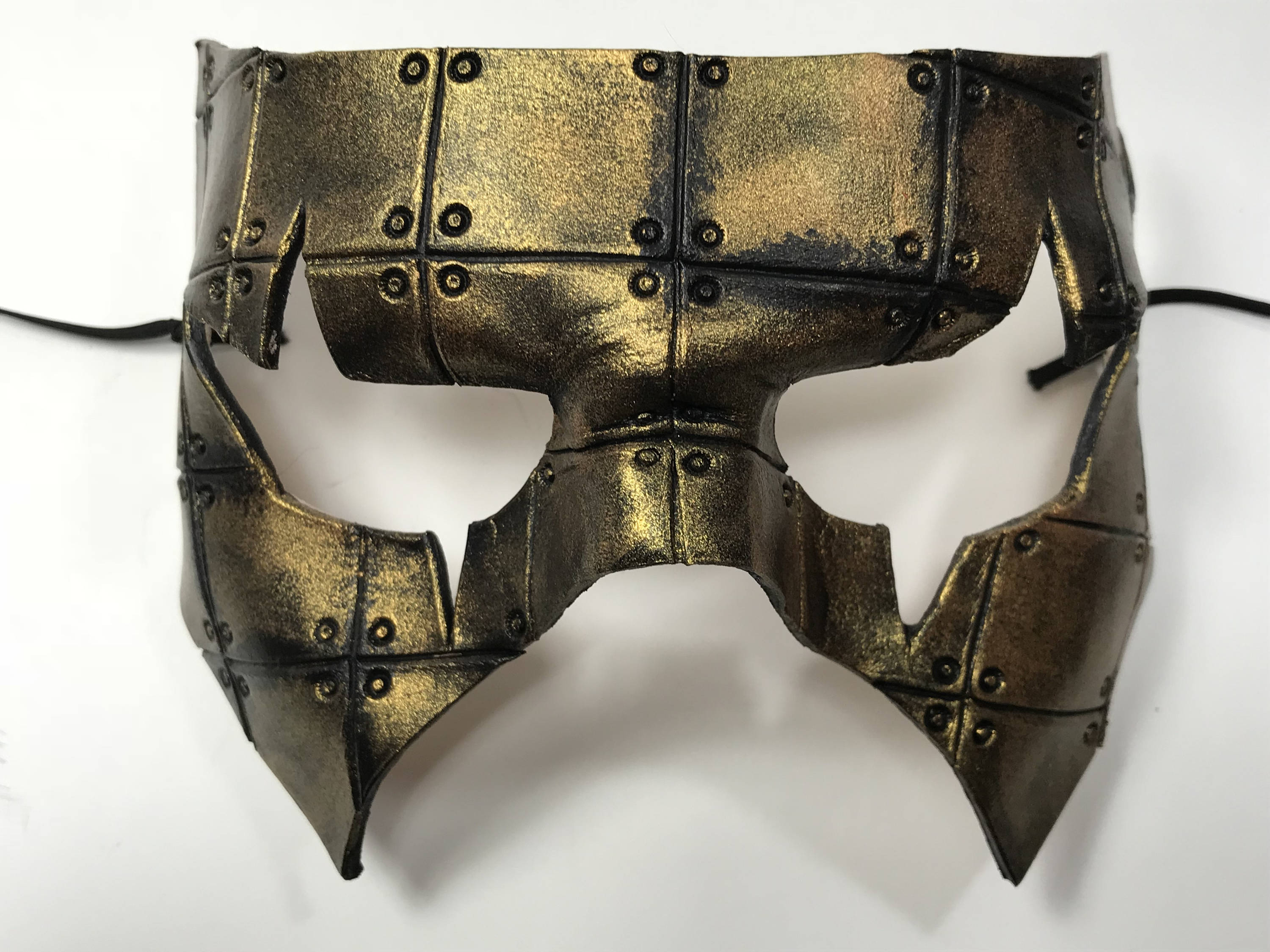 Handmade Genuine Leather Mask in Black and Gold