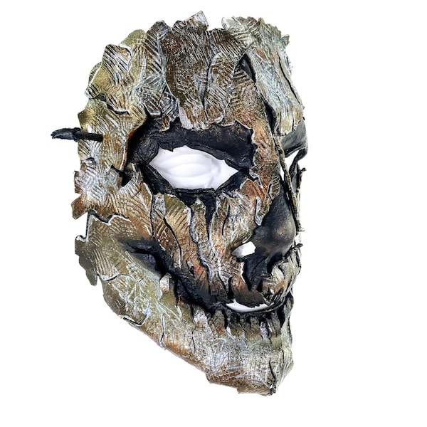 Genuine Leather Mask - Metal Paint -Thick Straps w Velcro Included- Handmade Full Face Cover for Halloween, Performance or Cosplay Costume