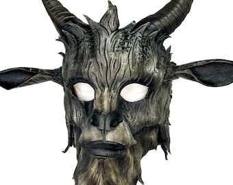 Handmade Leather Goat Mask: Undead Costume, Halloween Cosplay