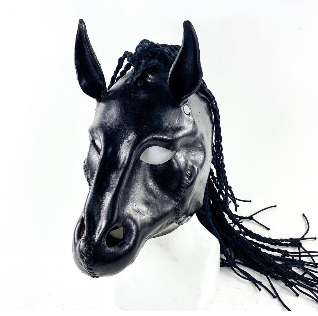 Braided Horse Handmade Genuine Leather Mask - Etsy