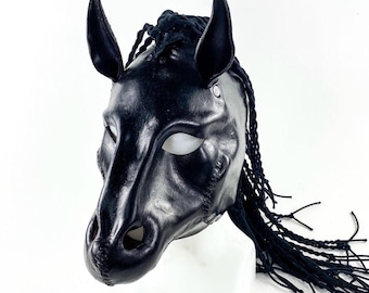 Braided Horse Handmade Genuine Leather Mask