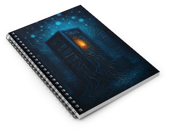 Glowing Server Rack Tech Nexus Spiral Notebook | Ruled