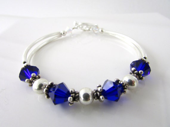 Cobalt Blue Bracelet, Swarovski Bracelet, Cobalt Blue Bangle