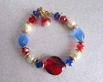 Red Blue White Gold Bracelet Gold Red White Blue Bracelet