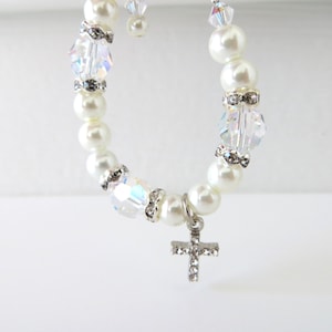 Baby Cross Bracelet, Baby Crystal Bracelet, Swarovski Bracelet, Baptism Bracelet, Baptism Gift, Baby Gift