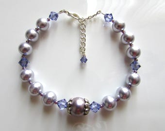 Lavender Pearl Bracelet: Prestige Crystal & Sterling Silver