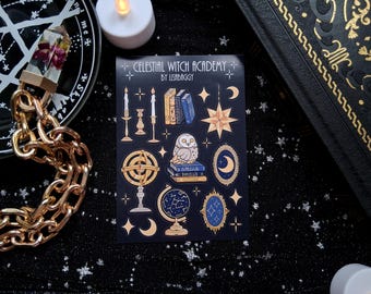 Sticker Sheet Celestial Dark Academia Witch Matte Vinyl Planner Journal Stickers
