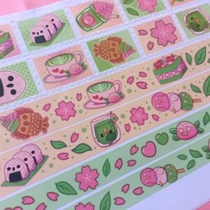 Chumby Cafe 和紙テープセット、鳥、デザート、抹茶、桜、かわいい、かわいい文房具、かわいい和紙テープ、かわいい和紙、日本のスナック