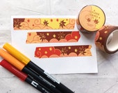 Golden Leaves 20mm Washi Tape Time of Day Stationery Japanese Maple Leaves