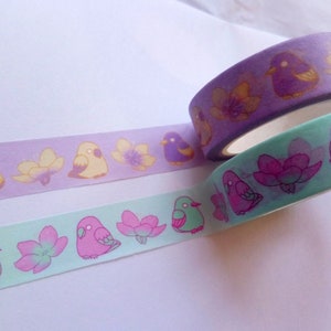 15mm Chumby Borbs Pastel Bird Washi Tape, decorative tapes, kawaii, chibi, Japanese style, kawaii stationery, cute washi, pastel washi tape