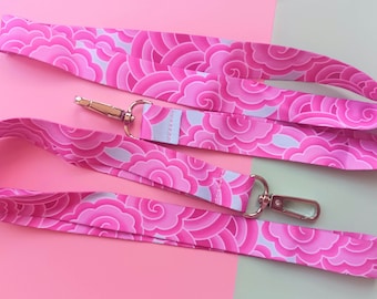 Tsubaki Pink Cloud Tattoo Lanyard: Kawaii Japanese Style