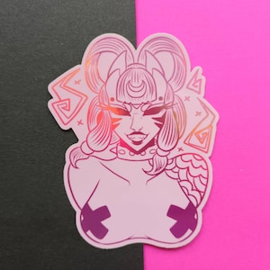 Holographic Vinyl Tsubooby Decorative Stickers || Tsubaki Oh! Hi Yokai! Pink holo