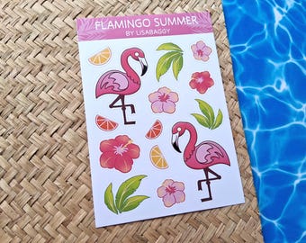 Sticker Sheet Tropical Flamingo Summer Matte Vinyl Planner Journal Stickers
