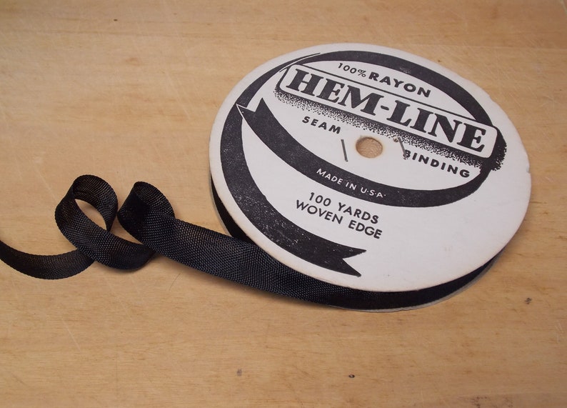 Vintage Rayon Seam Binding in Black .5 Ribbon 100 yards