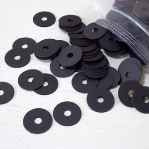 100 Black Cardboard Washer Discs Scrapbooking Envelope Making Qty image 1