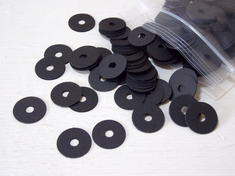 100 Black Cardboard Washer Discs Scrapbooking Envelope Making Qty image 1