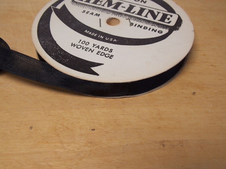 Vintage Rayon Seam Binding in Black .5 Ribbon 100 yards