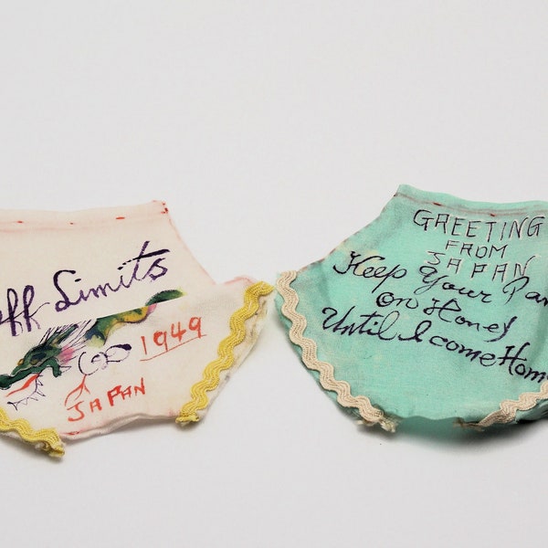 RARE Post WW2 Souvenir Sweetheart Mini Tap Pants/Undies - Off Limits & Keep Your Pants On