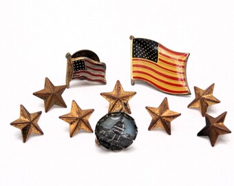 American Pride Patriotic Lapel Pin Collection Flags, Stars and White House