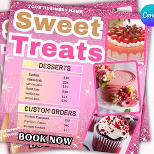 Bakery Flyer, Bake Sale Flyer, Sweet Treats Flyer, Dessert Flyer, Bake Shop Flyer, Pastry Flyer, Cake Business Flyer