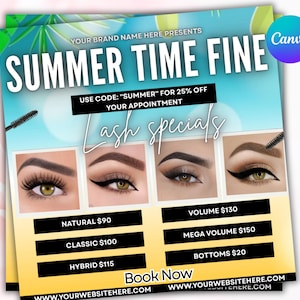 Summer Lash Sale Flyer, Summer Lash Special Flyer, Diy Lash Extensions Flyer, Beauty Lash Deals Flyer, Summer Season Lashes Flyer Template