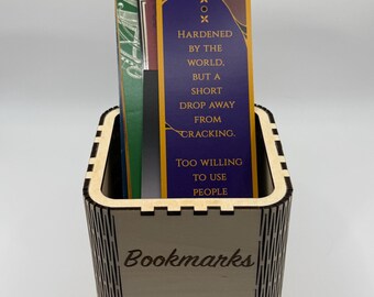 Wooden Bookmark Holder - Minimalist 4x4 Wood Box for Bookmarks - Book Lover Gift