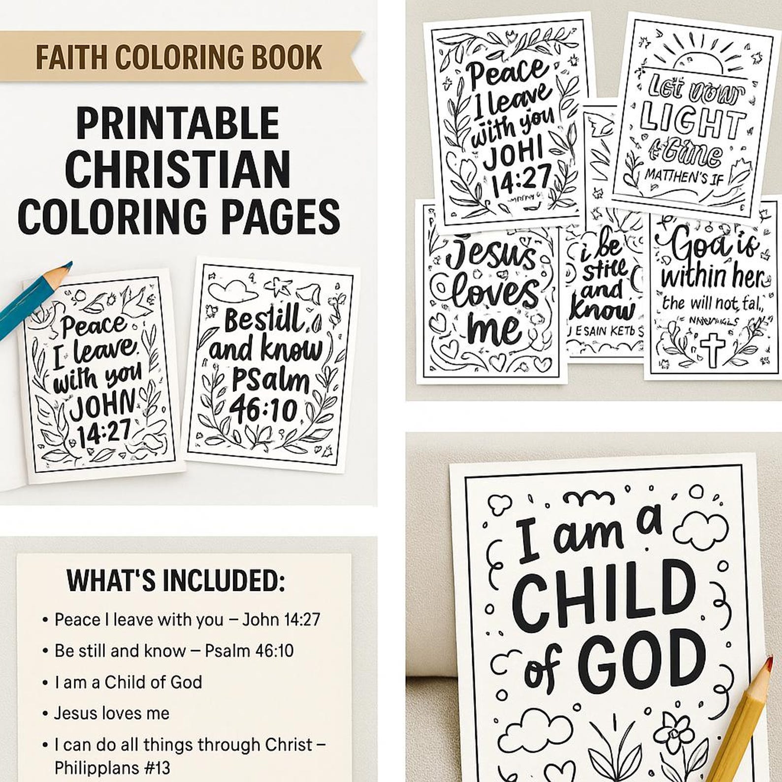 Faith Coloring Book Vol. 1 – Printable Christian Coloring Pages | Bible ...