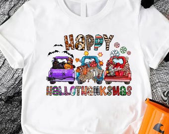 Hallothanksmas Truck Tee: Holiday Season Kids Shirt