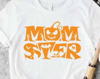Momster Tshirt, Halloween Mom Shirt, Halloween Gift for Mom, Spooky Mom Shirt, Funny Halloween Mama Tee, Ghost Mom Shirt, Spooky Season Gift