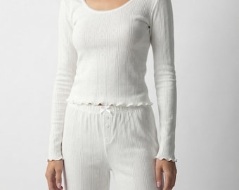 Cotton Pajama Set for Women, Long Sleeve Loungewear, Breathable Sleepwear, Fall & Winter Lounge Wear