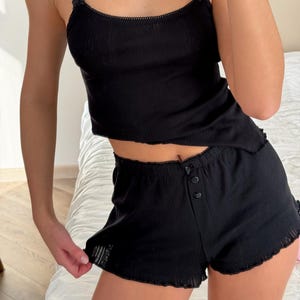 Cotton Pajama Set for Women – Lightweight Tank Top & Shorts, Bridal Loungewear