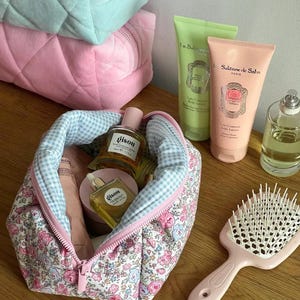 Floral Makeup Bag - Cosmetic Pouch, Travel Toiletry Organizer, Cute Skincare, Beauty and Hair Tool Case, Dyson bag , Handmade Gift for Her