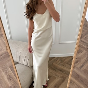White Satin Dress, Bridal Dressing Gown, Lounge set, Maxi Slip with Long Robe image 8