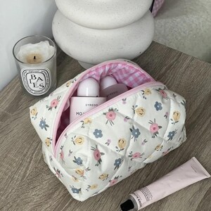 Floral Makeup Bag - Cosmetic Pouch, Travel Toiletry Organizer, Cute Skincare, Beauty and Hair Tool Case, Dyson bag , Handmade Gift for Her