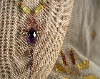 Hanging Gardens - Wire Wrapped Fluorite Gemstone Necklace