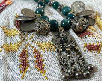 Winding Vines - Long Green Gemstone Necklace with Tassel
