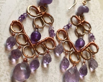 Daydream - Amethyst Wire Wrapped Earrings