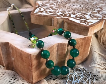 Growing Heart - Rich Green Gemstone Necklace with Heart Chakra Pendant