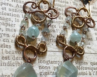 Spring Garden - Prehnite and Aventurine Wire Earrings