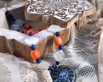 Blue Antelope - Calcite, Sodalite, and Agate Necklace